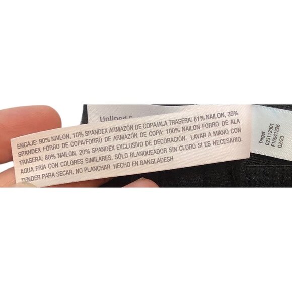 Auden Black Lace Unlined Full Coverage Underwire Bra Women 40DD - Picture 5 of 6